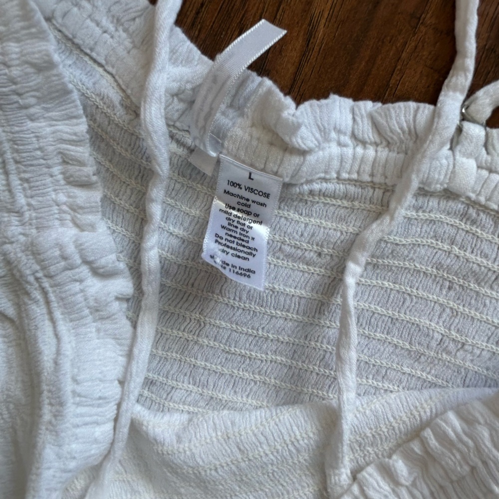 White Lace-Trim Wide Leg Jumpsuit Perfect For The Beach Vacation Summer - Picture 5 of 8
